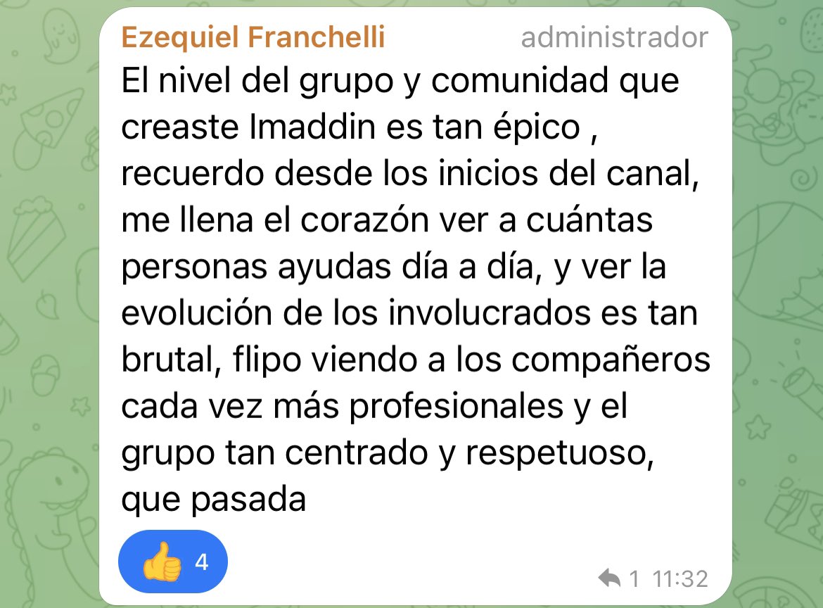 imaddinAmsif's tweet photo. Finanzas e ingeniería.

Podría inundar esto de las ganancias en grupo, de mensajes privados que recibo sobre el canal. Pero no estoy aquí para ello, estoy para dedicarles unas palabras al gran equipo que he ido montando de manera pública y constante.

El desarrollo grupal de mi comunidad ha sido constante. No me centro en números, si no en la calidad de las personas integradas en el canal.

• Streams diario de preparación.
• Mesas redonda en comunidad
• Debates sobre ganancias Q3 y fundamentos de mercado.
• Operaciones en vivo tanto mías como de mi comunidad.
• Post market resultados
• Reviews

Poco a poco incentivamos a las personas a crecer, a respetarse y a creer que las cosas son posibles cuando se hacen siguiendo los principios básicos de la investigación, el aprendizaje y el compañerismo.

https://t.co/txENSwsGG1