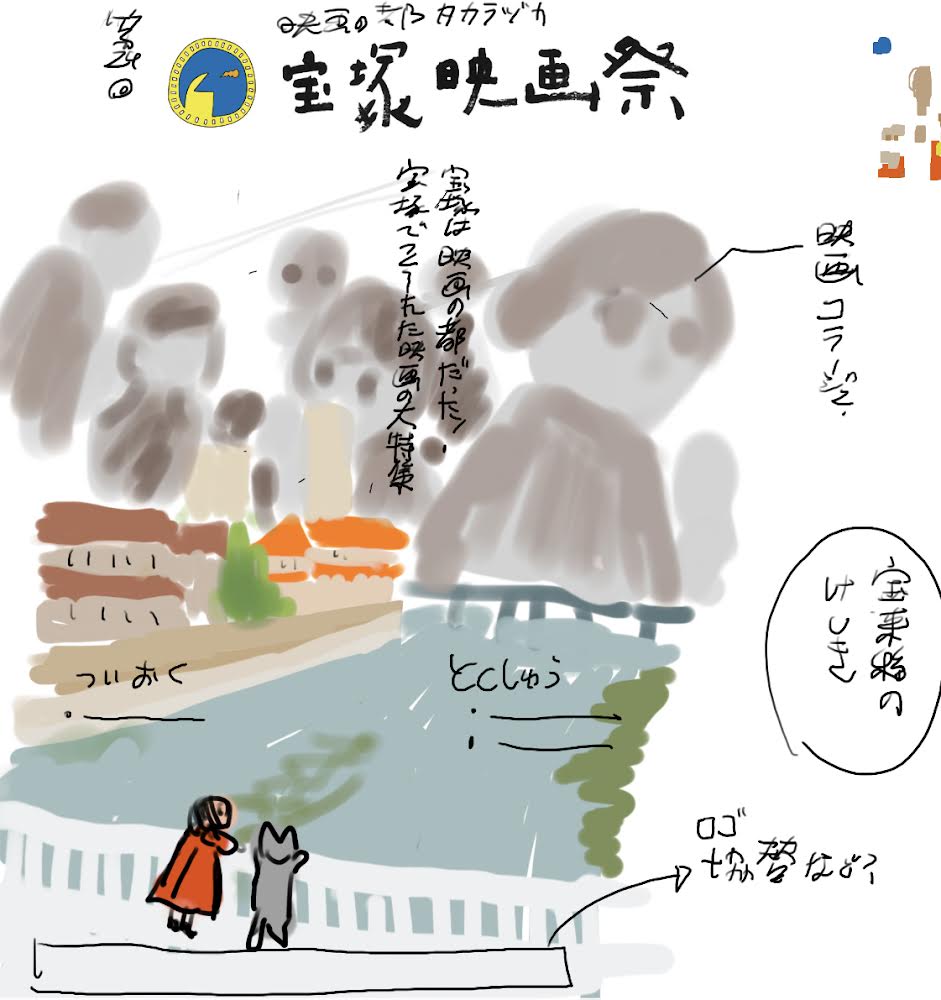 こちらはポスターのラフ案です。1点目を基にして最終形になりました。
ラフの段階だとコラージュって書いてるのですけど、最終的に俳優さんたちはそれぞれ描かせて頂いております。たいへん勉強になりました。