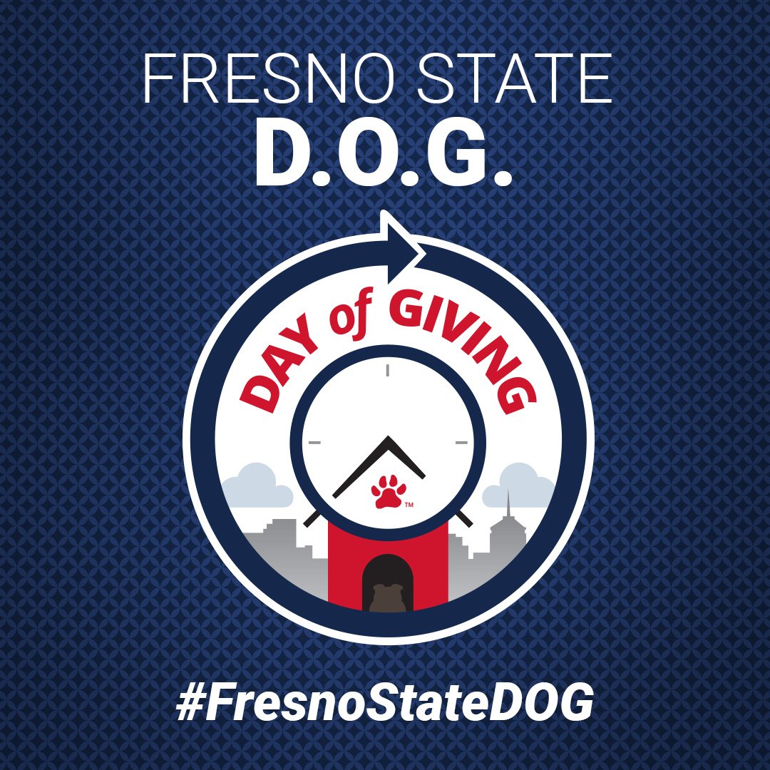 fresnostateDRGS's tweet photo. #FresnoStateDOG 2023 is here! Join us in supporting all grad students at Fresno State! Participate in the Early Bird Challenge between 5-7 am: Four random winners will be chosen &amp; an additional $250 will be donated to the last fund they supported. https://t.co/cbPXarjGZ4 https://t.co/DRzI11iOR3