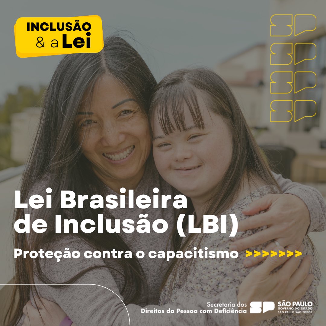 deficiencia_SP's tweet image. INCLUSÃO E A LEI | Vamos falar sobre a proteção contra o capacitismo e como a Lei Brasileira de Inclusão (LBI) criminaliza o ato?

#LBI #LeiBrasileiraDeInclusão #PessoaComDeficiencia