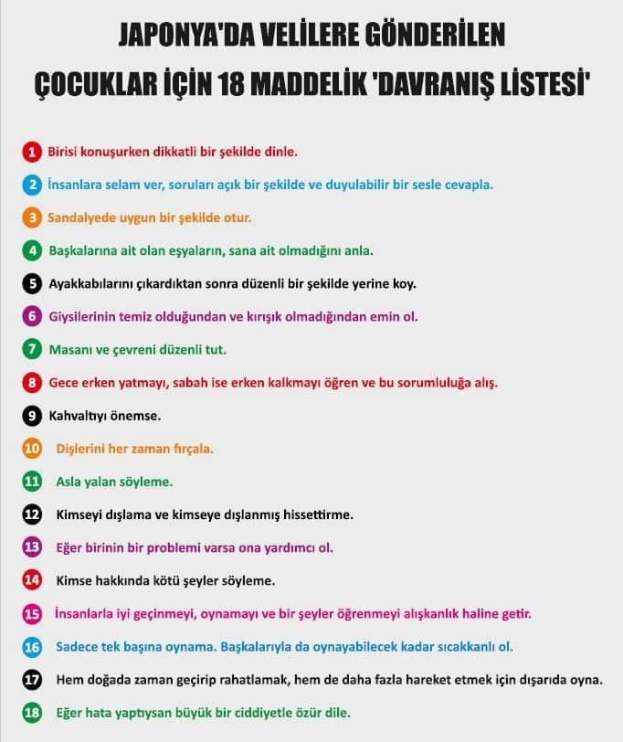 miandji's tweet photo. Japonya’da velilere gönderilen çocuklar için 18 maddelik ‘Davranış Listesi’: https://t.co/2Up1KezL4L