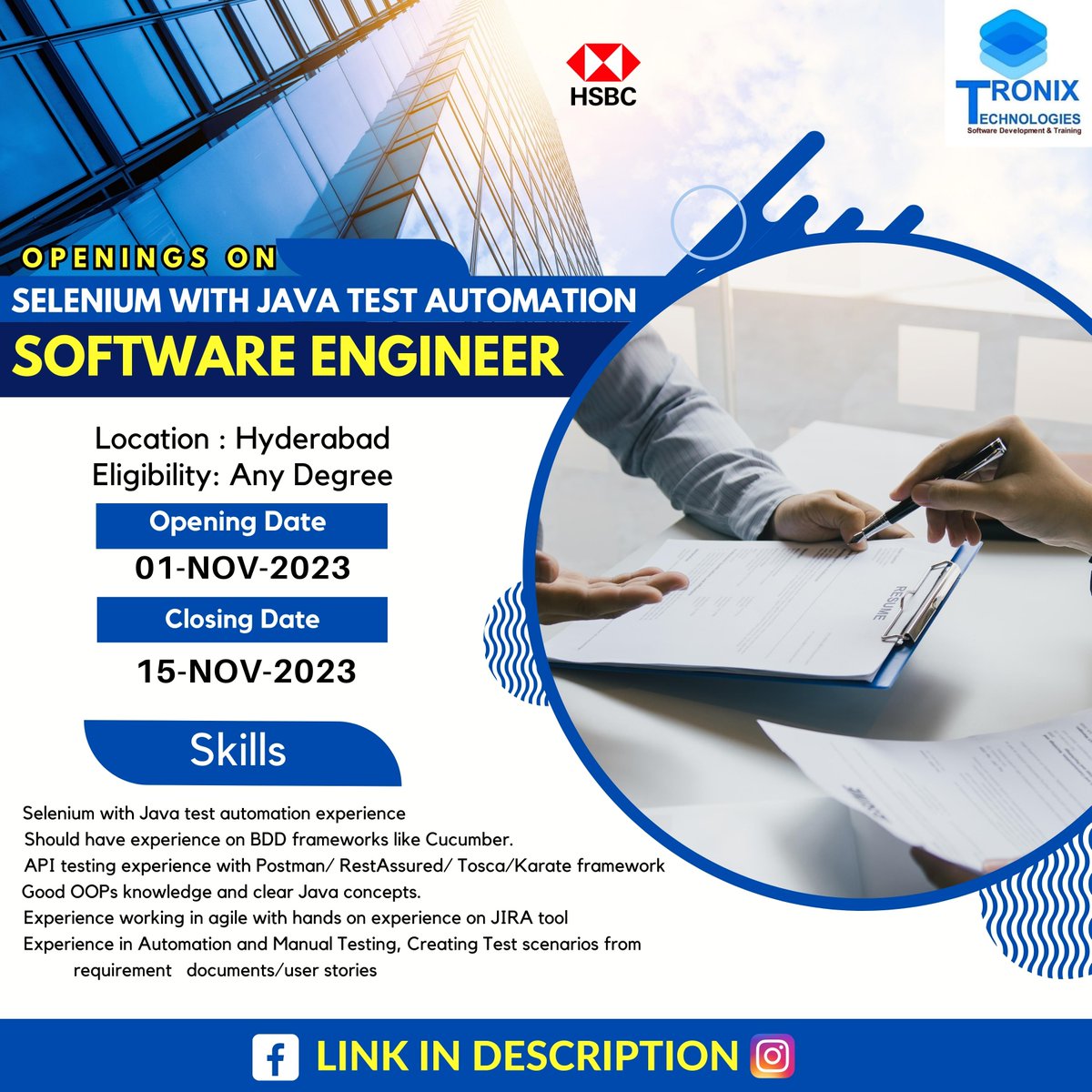 technologi14023's tweet image. Hirings In HSBC, Apply Fast!
bit.ly/464MvEs
#javadeveloper #pythonjobs #javaengineer #fullstackjavadeveloper #javajobs #softwaredeveloper #tronixtechnologies #ibm #ibmjobs #freshersjobs #jobsinhyderabad #hyderabadjobs #HSBC #HSBCIndia #automationjobs #testingjobs