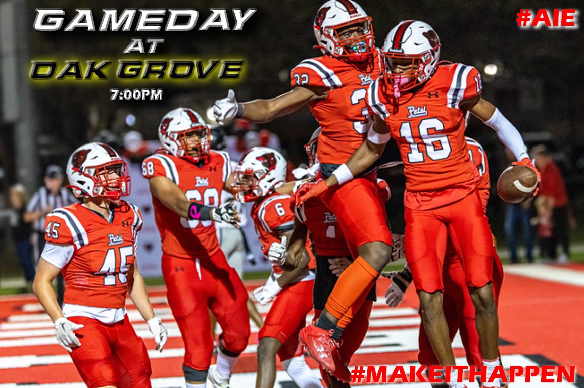 🔴⚪️GAMEDAY⚪️🔴

🆚~Oak Grove
📍~Oak Grove High School
⏰~7:00pm
🎟️~ gofan.co/event/1041430?…
📻~FM 98.1
🏈~Region 3/7A Game 5

#AIE #MakeItHappen #WEarePETAL