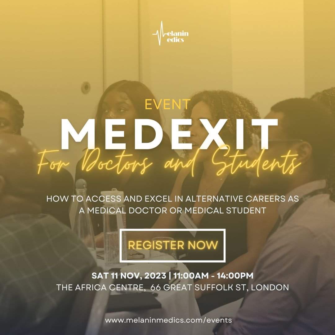 UPCOMING EVENT: MEDEXIT

Come along to our latest event, and hear all about exploring non-clinical careers for doctors. 

Tickets are limited! 
eventbrite.co.uk/e/medexit-tick…

#healthcare #alternatives #Opportunity #MedTwitter