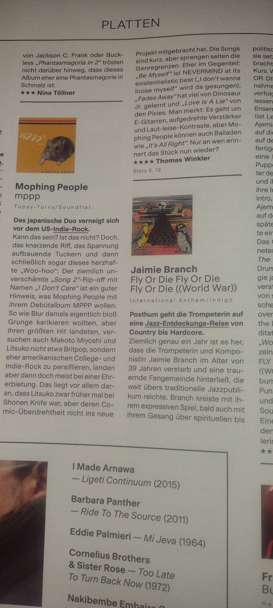 MophingPeople's tweet photo. 【インタビュー掲載】
ドイツの月刊誌Musikexpress9月号にmophing peopleのインタビューが掲載されました!!
レーベルから画像が送られてきたので、過去のものですがアップします
#Musikexpress
#soundflatrecords
#TopsyTurvyRecords https://t.co/FW8gO4JfbW