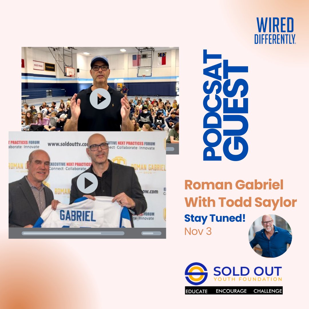 ToddSaylor83's tweet photo. Roman Gabriel is joining "Wired Differently" on Nov 3rd. Dive into thought-provoking discussions, partnered with the SOLD OUT Youth Foundation. Mark your calendars! 📆🌟 #PodcastGuest #Educate #Encourage #Challenge https://t.co/uAHtG7eb46