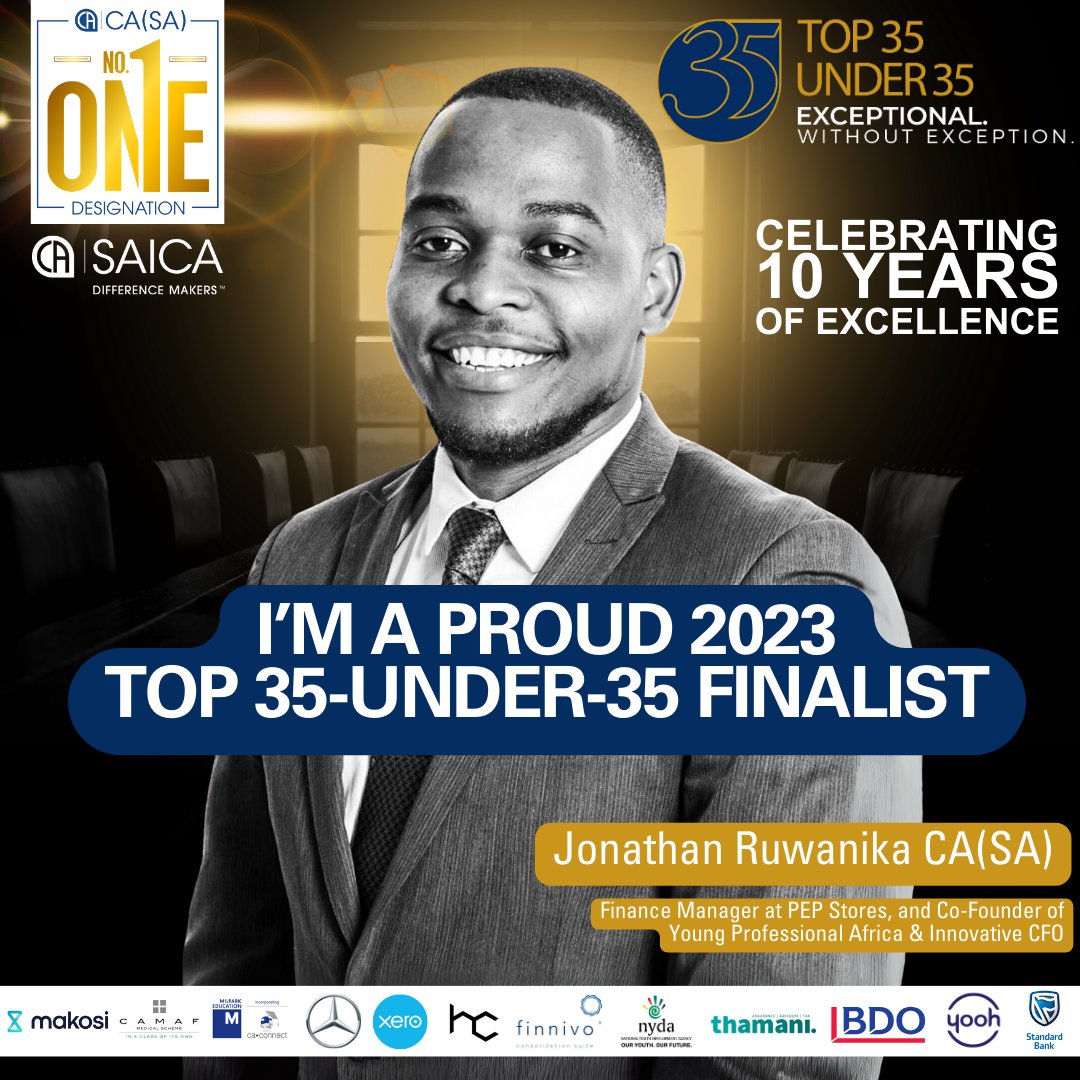 saica_za's tweet photo. Join Jonathan Ruwanika CA(SA) on his journey of impact and success. As a Mandela Rhodes Scholar and Chartered Accountant, he's making a difference in finance, education, and innovation. Follow him for a dose of inspiration, insightful discussions, and game-changing strategies. #top35u35 #number1 #proudCASA #differencemakers #SBLove💙 #Makosi #Xero

Read Jonathan’s profile here: https://t.co/jnMO6yNfcv

Sponsors:
@makosiaudit
@StandardBankZA
@Xero
@CamafSA
@MilparkEd
@heavychef
#Finnivo
@NYDARSA
@ThamaniConsult
@BDO_SA
@yooh_media