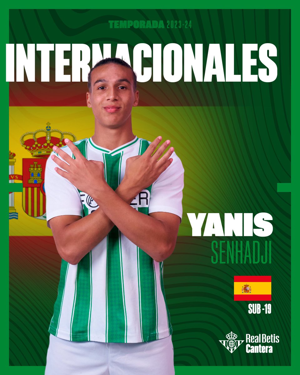 RBetisCantera's tweet photo. 📋🌍 INTERNACIONALES | Yanis, convocado por la @SEFutbol sub-19 🇪🇸⚽

¡Enhorabuena, @yanis_senhadji! 😁💚

➡️ https://t.co/kg1S0907ny

#CanteraBetis https://t.co/SdjlhvfObz