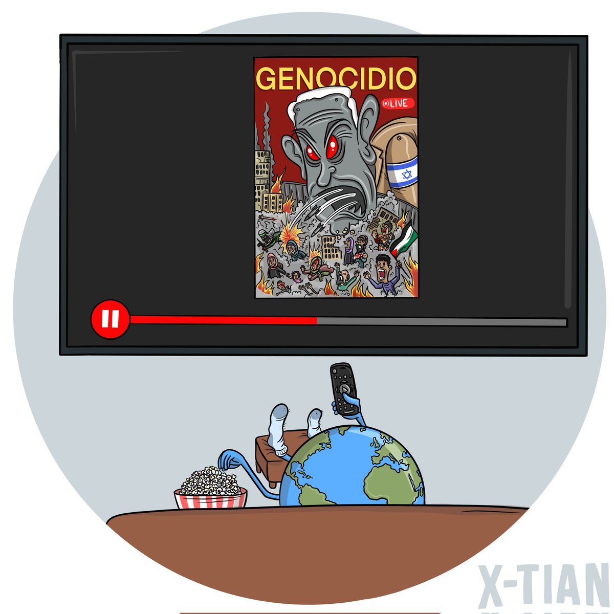UnCaricaturista's tweet photo. Vemos un genocidio en tiempo real y no podemos hacer nada. La ONU, las ONG, las comunidad internacional, los líderes mundiales no pueden (o no quieren) frenarlo, mi lápiz y mis dibujitos desde un país suramericano son insignificantes, pero el silencio NUNCA será una opción: https://t.co/WUwGgHP03A