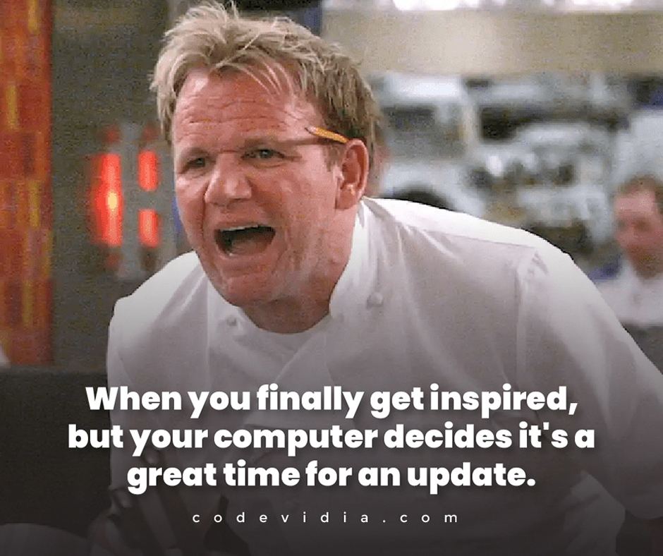 CodeVidia's tweet image. When inspiration strikes, but your computer chooses the perfect moment for an update. 🤦♂️ Don't let tech glitches dim your creative spark! 💡💻
#InspirationVsUpdate
#CreativeStruggles
#TechFrustrations
#CodeVidia