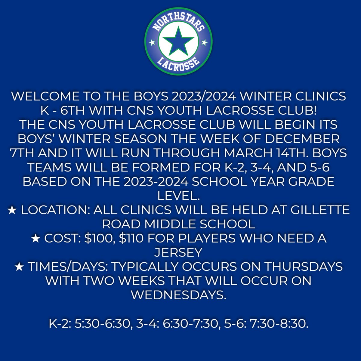 Sign up for Boys ULA WInter Clinic
cnsyouthlacrosseclub.sportngin.com/register/form/…