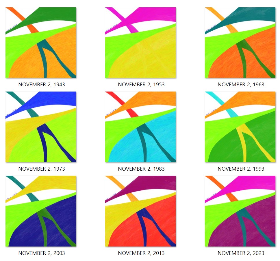 mindbacker2311's tweet photo. NOVEMBER 2, 2023
You will know the meaning of the tree painting that expresses the energy of the date of birth in color.
The 3,650-day project for 33,077 people is starting now.
#nft #NFTs #nftart #NFTartist #NFTartists #nftkorean #nftcolor #colortree #HUMANCOLOR https://t.co/KP4gdMhWzd