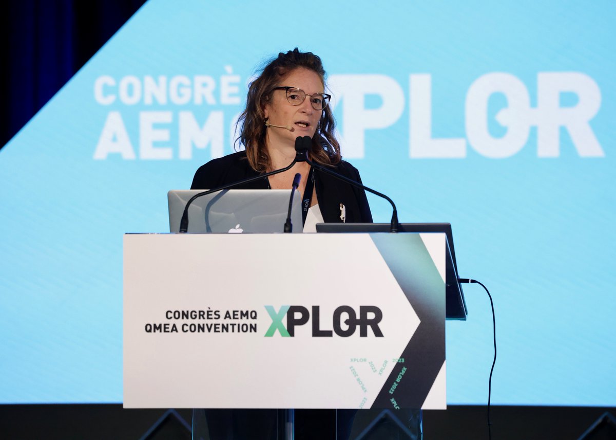 Nancy Dea during the networking breakfast this morning at #2023Xplor: 'In 16 years, 700,000 lbs of waste have been removed from 126 mining exploration sites in Inuit territories. It's been a collaborative effort with communities, government and corporate partners.'