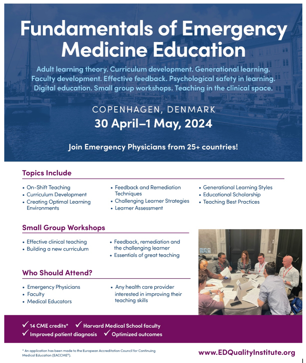 From our partners: Join Harvard faculty for EM Fundamentals course in Copenhagen – April 30, 2024. They're offering the EPI community 10% off on all courses (Code: EPI10). edqualityinstitute.cventevents.com/event/de495cb0…