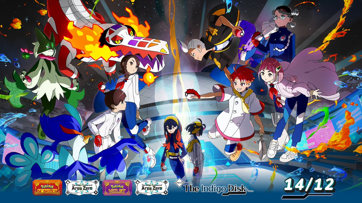 PokemonNewsUK's tweet photo. Pokémon Scarlet and Pokémon Violet: The Hidden Treasure of Area Zero Part 2: The Indigo Disk launches on December 14! 

Adventures await you at the Blueberry Academy, Trainers! 🎒

#PokemonScarletViolet https://t.co/WxnWpFA3L4