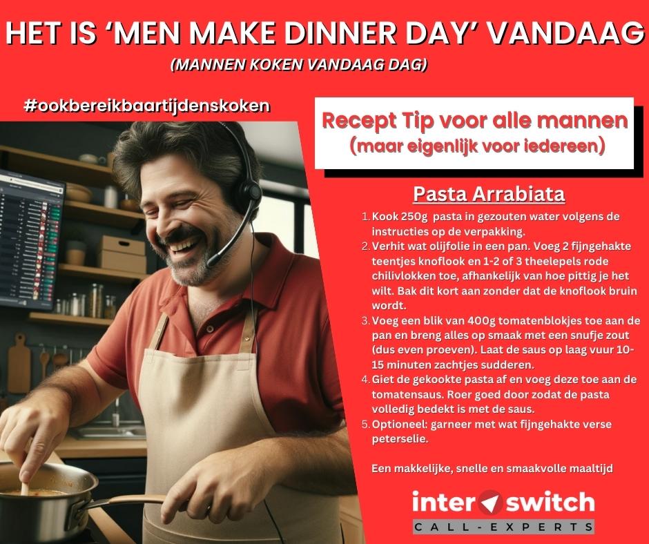 👨‍🍳📞"Vandaag is het 'Man Maakt Diner Dag', maar wel #altijbereikbaar Hier een <a href="/Interswitch/">Interswitch</a> #recept. U kookt en wij zorgen voor de #bereikbaarheid #menmakedinnerday