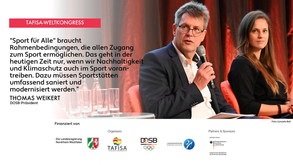 Beim 28. #TAFISAWorldCongress habe ich heute auch über Klimaschutz und Nachhaltigkeit gesprochen. Bis zum 5. November wird in Düsseldorf mit internationalen Expert*innen über die Zukunft der globalen Sportwelt diskutiert.