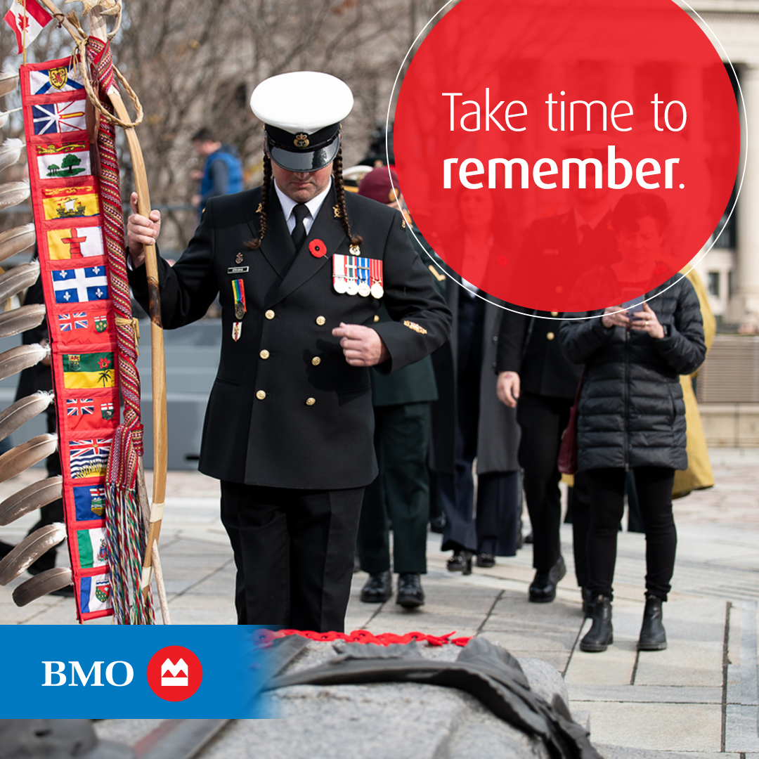 On November 8, take time to remember Indigenous veterans who served and sacrificed for our country. Pick up a poppy at BMO branches across Canada. Donations can be made at spr.ly/6007uYF57