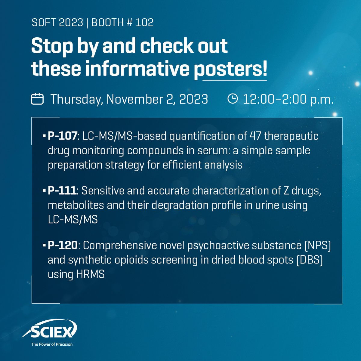 SCIEXForensics's tweet image. More posters you don&apos;t want to miss at #SOFT2023! Make sure to check out today 👇👇👇
#NPS #ForensicScience #Opioids #SyntheticDrugTesting #MassSpec