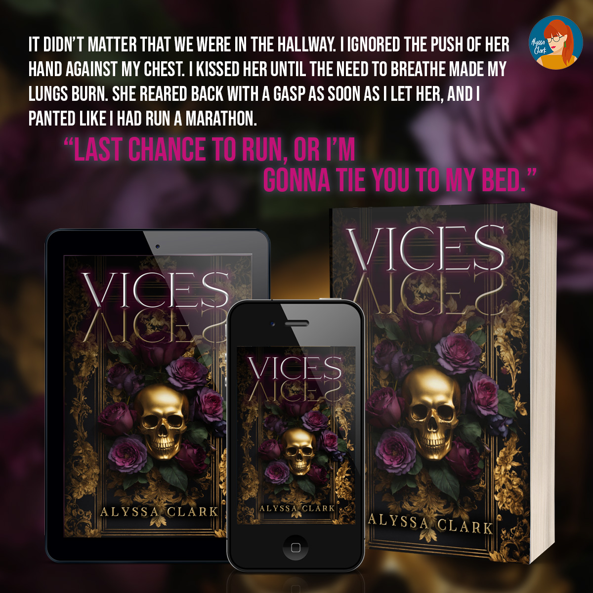 ScarletLantern's tweet photo. "Last chance to run, or I'm gonna tie you to the bed..." 

Vices by Alyssa Clark - Releasing 11/3

#Vices #AlyssaClark #ScarletLanternPublishing #SLP #UpcomingRelease #NewRelease #DarkRomance #RH #WhyChoose https://t.co/tO0LDmXGJg