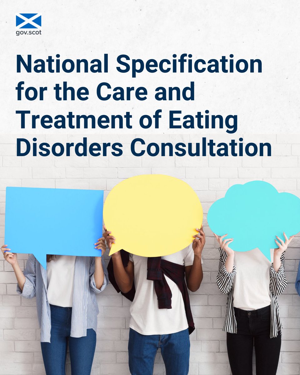 scotgov's tweet image. We are looking for your views on eating disorder services across Scotland.

Our proposed National Specification will support the delivery of person-centred, safe, and effective care. 

Find out more and have your say in the consultation by 26th Jan 2024 ➡️ bit.ly/ED_Consultation