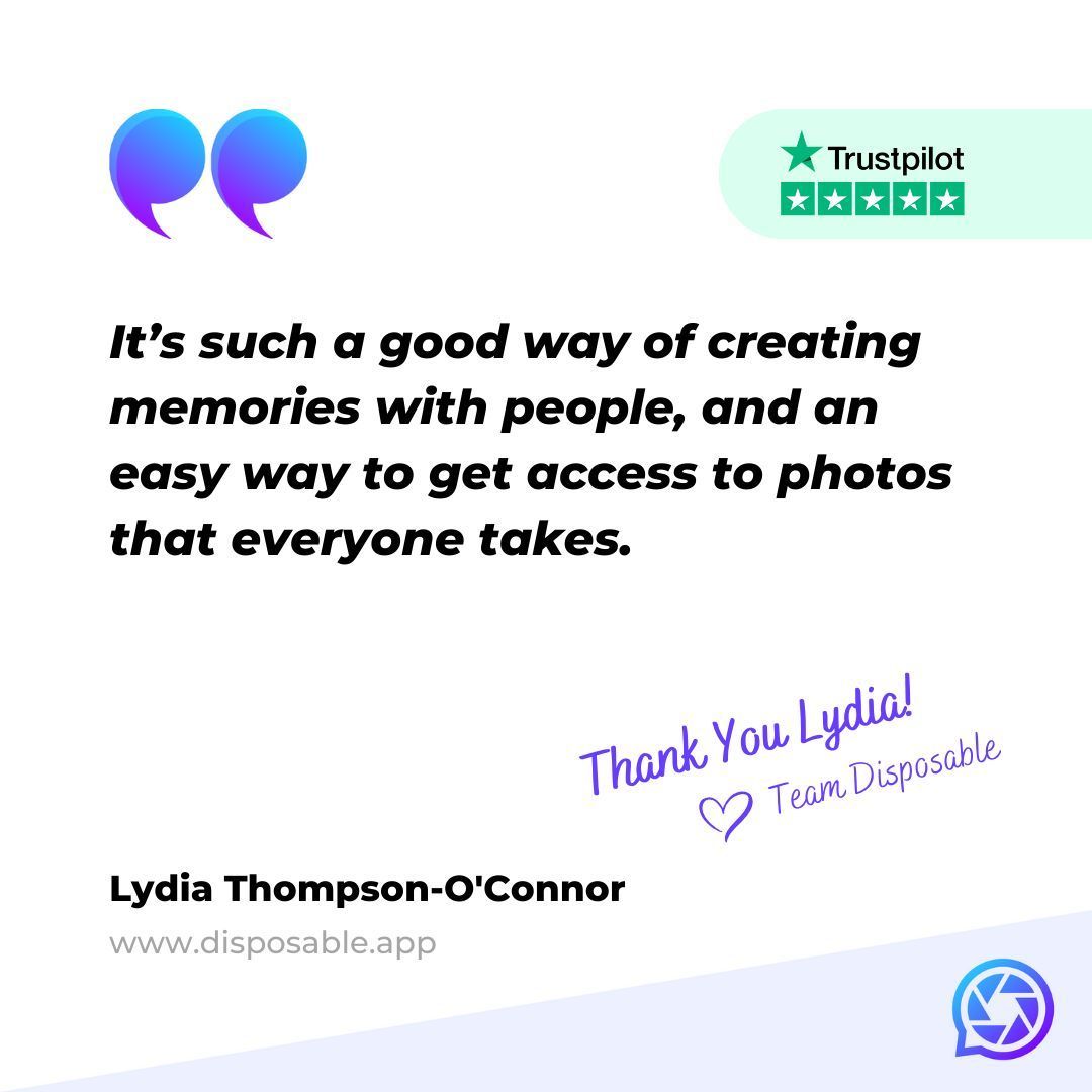 disposable_app's tweet photo. Lydia , thank you for choosing to create beautiful memories with us! 💛 
Only at https://t.co/pwTrD8lDVi #CaptureMemoriesTogether #CaptureMemories #Disposableapp #Disposable #Parties #Albums https://t.co/CaTYOgpAks