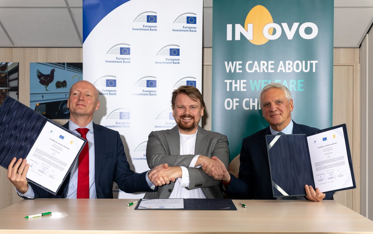 🇳🇱We're signing a €40m loan with <a href="/in_ovo/">In Ovo</a> to promote animal welfare &amp; sustainability in the poultry sector ➡️<a href="/in_ovo/">In Ovo</a> offers an innovative solution to avoid male chicks culling, a common industry practice.
Head here to learn more about the project bit.ly/3MttgNH #InvestEU