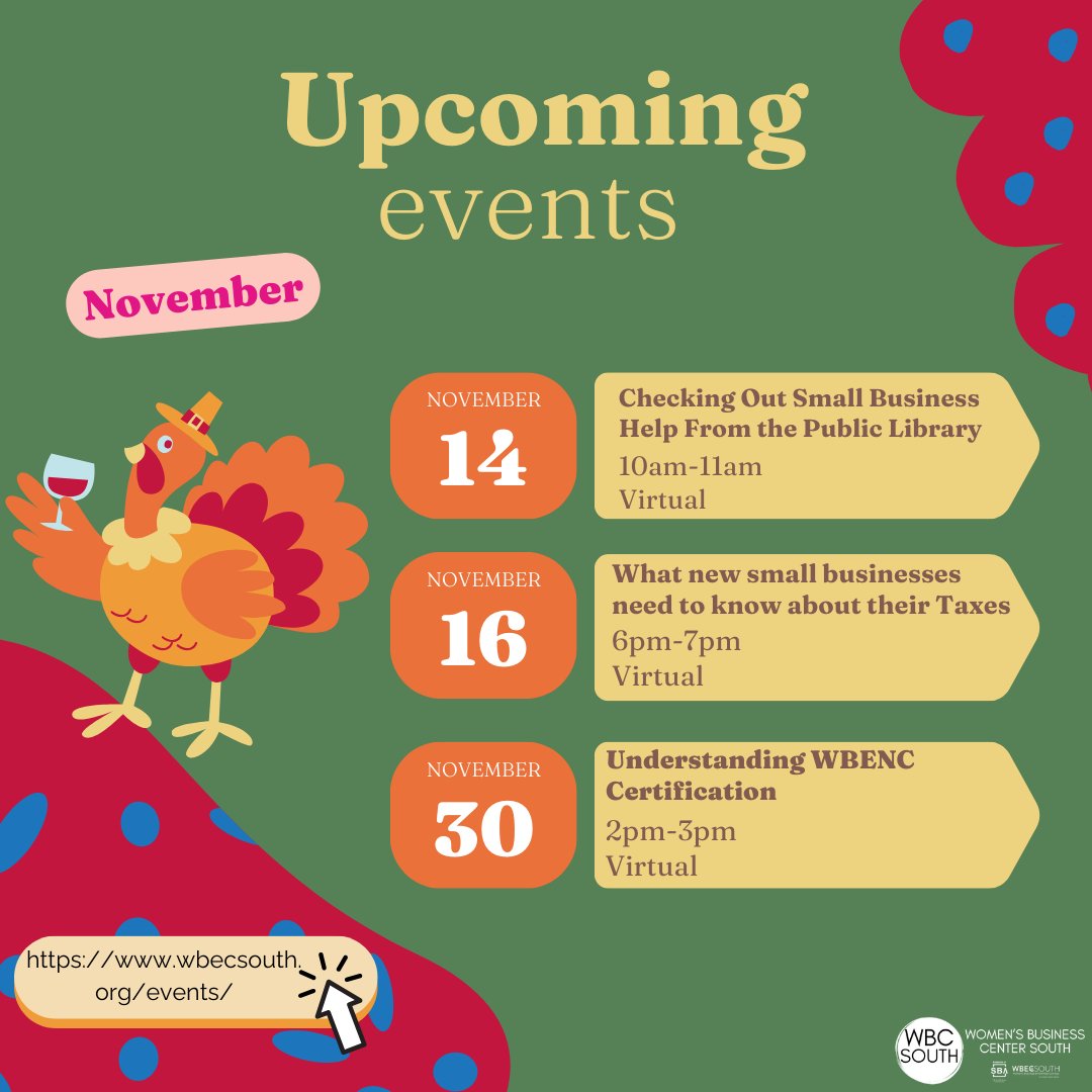 wbcsouth's tweet photo. It's time to start planning for November, and you don't want to miss out on all of our upcoming events! 🎉

From networking opportunities to workshops and live talks from industry experts, we have something for everyone. 🤓 https://t.co/KGF6VPn3F0