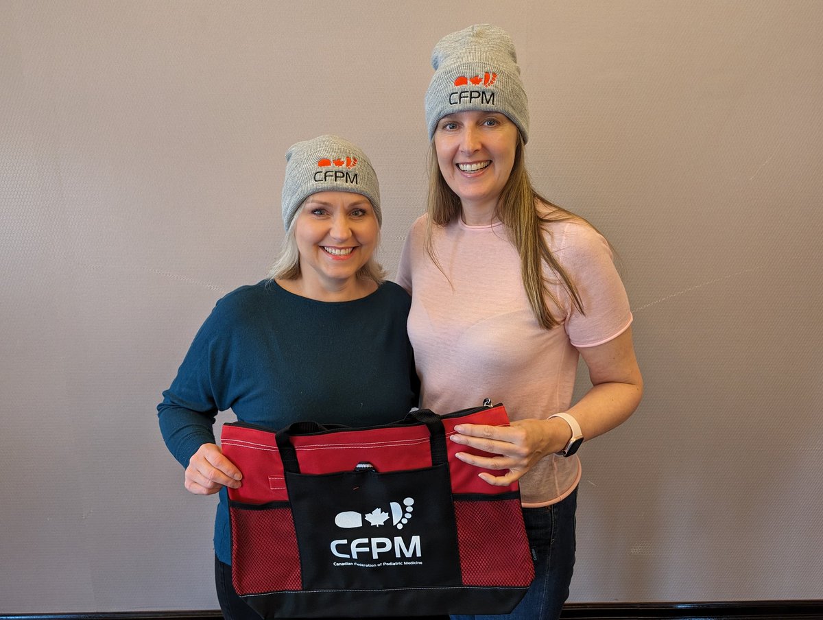 Getting ready for the Canadian Federation of Podiatric Medicine in Toronto this weekend, the @cfpm_canada president @missplayford and @RoyColPod Chairman @RCPodChairman Michelle Scott with the official merchandise! @Martinfox2000 @DrHelenPodiatry