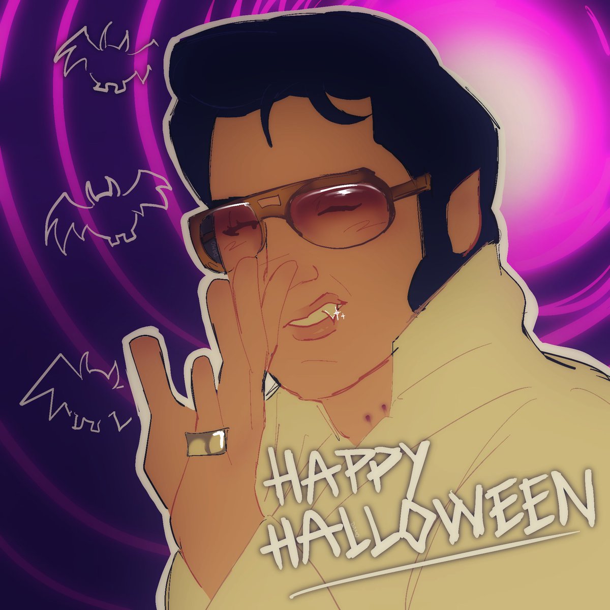 forgot to post this here but happy (late) halloween x #elvis #elvispresley #digitalart