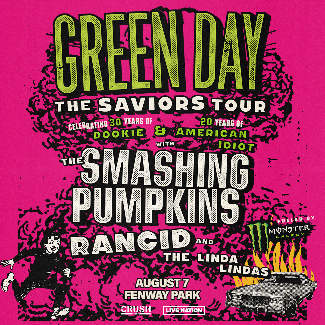 JUST ANNOUNCED! Green Day brings The Saviors Tour to Fenway on Aug. 7 w/ special guests The Smashing Pumpkins, Rancid & The Linda Lindas. Celebrate 30 years of Dookie, 20 years of American Idiot, and the band’s new album Saviors. Tickets On Sale Nov 10: redsox.com/greenday