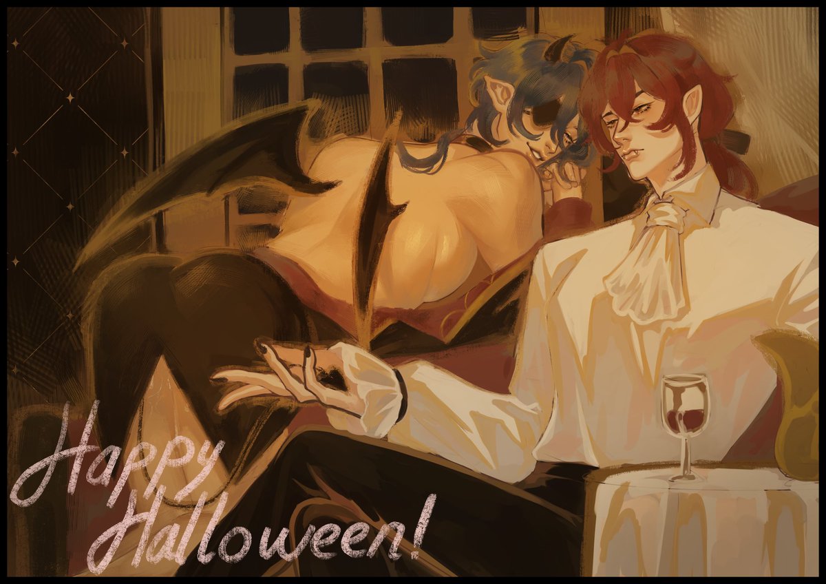 Gayasfox's tweet photo. Happy (late) Halloween!! 🥳🥳🥳
#LucKae https://t.co/0glpPtTk4B