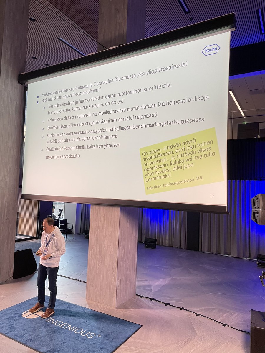 <a href="/JuhaLaine8/">Juha Laine</a> ”Tarvitsemme terveydenhuollossa  #laaturekisterit ja #benchmarking -toimintaa.” Suomessa tähän hyvät mahdollisuudet. #RWE #VBHC #Fingenious #Laaturekisterit