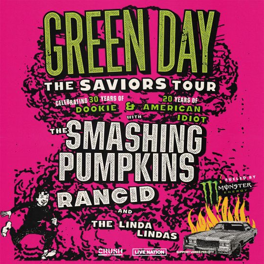 Rancid's tweet image. See you next Summer out on the road with Green Day, The Smashing Pumpkins, and The Linda Lindas! Tickets on sale Friday, Nov 10 @ 10AM local time. 👊