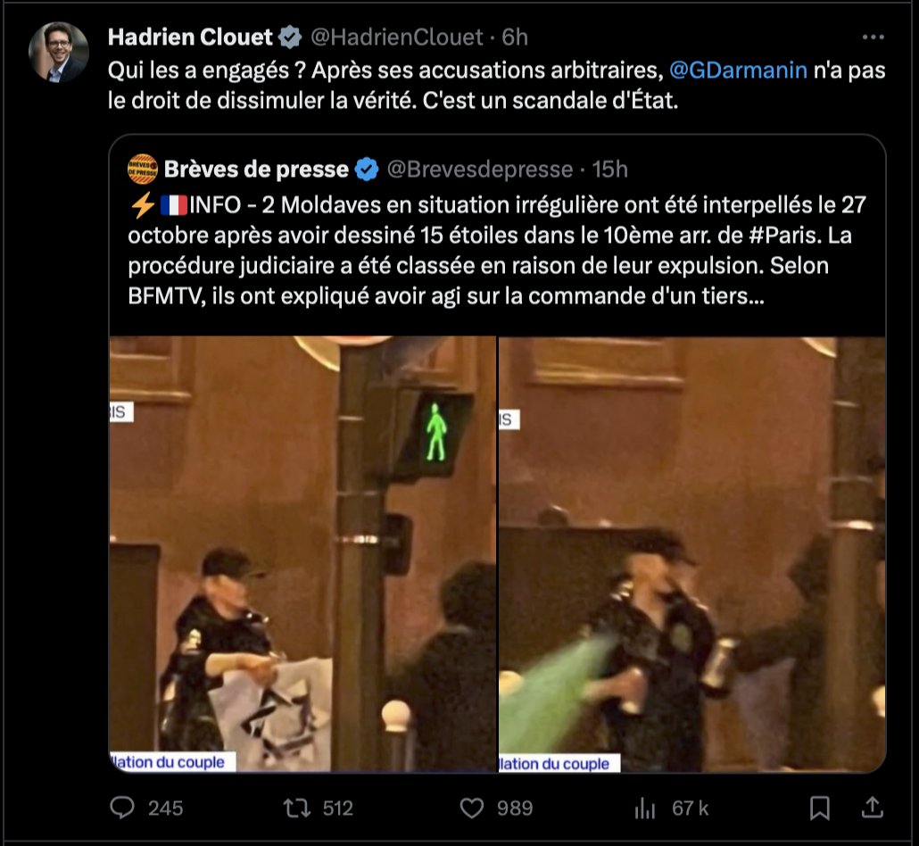 YannBarte's tweet photo. Le député insoumis Clouet ne savait rien, mais suggérait déjà que cela pouvait venir de l'Intérieur. #Darmanin #HadrienClouet #LFI #Moldaves #EtoiledeDavid https://t.co/LgJjbbr3YC