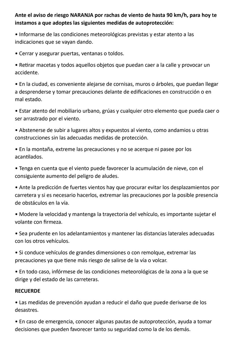 sciab_es's tweet photo. Los bomberos/as te damos unos consejos para tu  seguridad, por las fuertes rachas de viento. https://t.co/KKVUFCR1T4