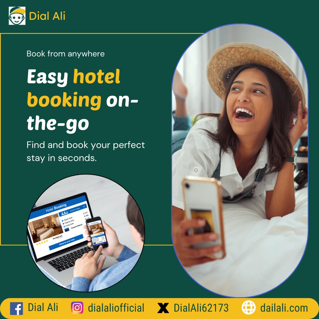 Planning your next vacation just got easier with our All-in-One Mobile App. Browse thousands of hotels and book your stay in just a few taps.
#SimplifyLife #Safety #DialAli #BookingMadeEasy  #Startup #connection #Convenience #thursdayvibes #CokeStudio #horse #OAUTwitter #FBIFiles