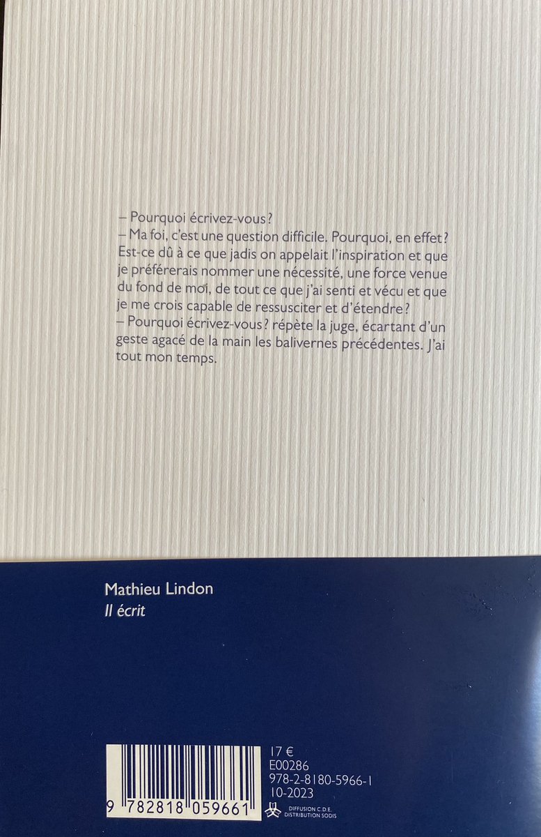 Heureux d’avoir reçu du fidèle Mathieu Lindon son passionnant « Il écrit » (POL).
Trente ans d’amitié et toujours autant de bonheur à le lire. 

#éditionsdeminuit #minuit #mathieulindon #livre #littérature