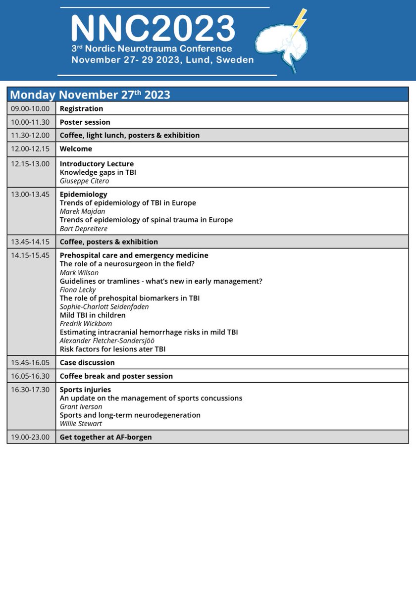It’s not too late, still places available for #NNC2023! Check out the program and start booking! #neurotrauma #conference
 mkon.nu/nnc