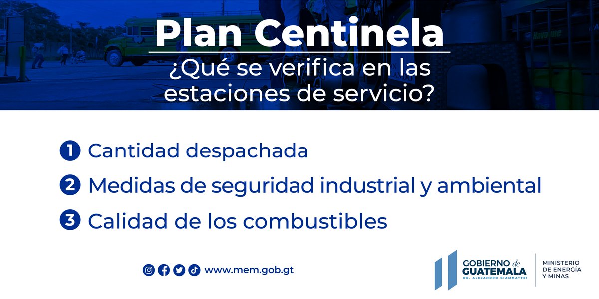 #GuateCrece | El #MEM desarrolla en todo el país el #PlanCentinela el cual es un programa del Gobierno de #Guatemala que vela porque los combustibles que compra la población guatemalteca sean de calidad. ⛽️🚘🏍

#AccionesQueTransforman🇬🇹