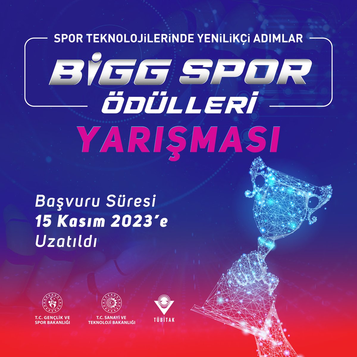 📢 “BİGG SPOR Ödülleri” Yarışmasının Başvuru Süresi Uzatıldı! ⏳

Spor Teknolojileri alanında faaliyet gösteren Türkiye’de yerleşik tüm firmaların katılım sağlayabilecekleri “BİGG SPOR Ödülleri” yarışmasında toplam 4⃣.5⃣0⃣0⃣.0⃣0⃣0⃣ TL para ödülü verilecek! ⛹️‍♂️🤾‍♀️

Son başvuru:
🗓️