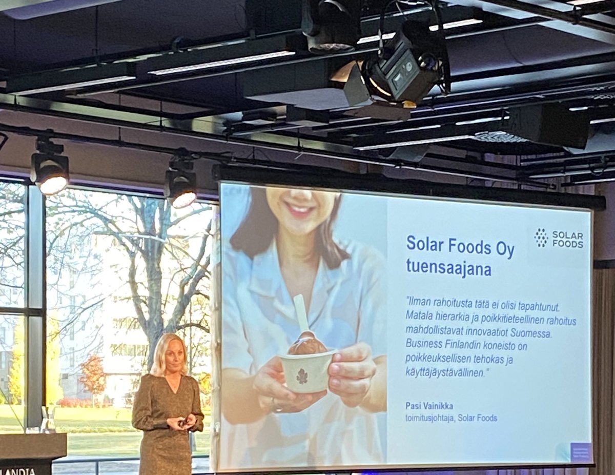 Solar Foods tuottaa RRF-rahan ansiosta ravintoproteiinia ilmasta, kertoo Mari Näätsaari Valtiokonttorista. #MikäKestää #KestäväTulevaisuus #RRF