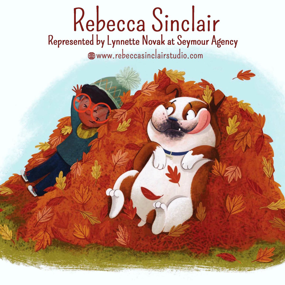 Jumping into November with another #kidlitartpostcard day! 🍂 I’m Rebecca, a #kidlitartist who enjoys creating fun and often silly scenes involving four-legged friends. 💼 rebeccasinclairstudio.com For picture or board book inquires, contact @Lynnette_Novak at @seymouragency