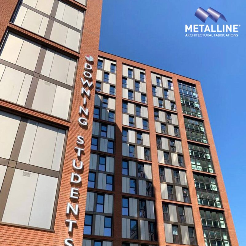 MetallineUK's tweet image. The Downing Student Project (Belgrade Plaza) features interlocking #RainscreenCladding in colours of bronze with intricate detail to give a cruciform effect.

💻 Find out more here - metalline.co.uk/product/alumin…

📩 sales@metalline.co.uk
📞 01543 456 930
#NonCombustibleCladding