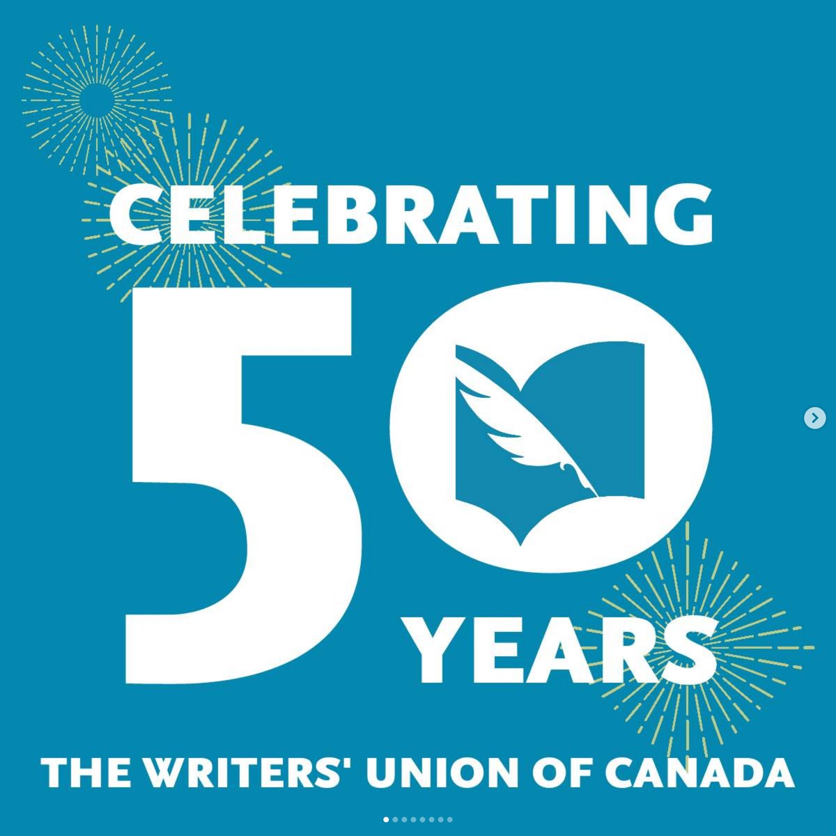 The Writers' Union of Canada, going strong at 50! As a proud member, I'm grateful for my union's stalwart advocacy. <a href="/twuc/">TWUC</a>