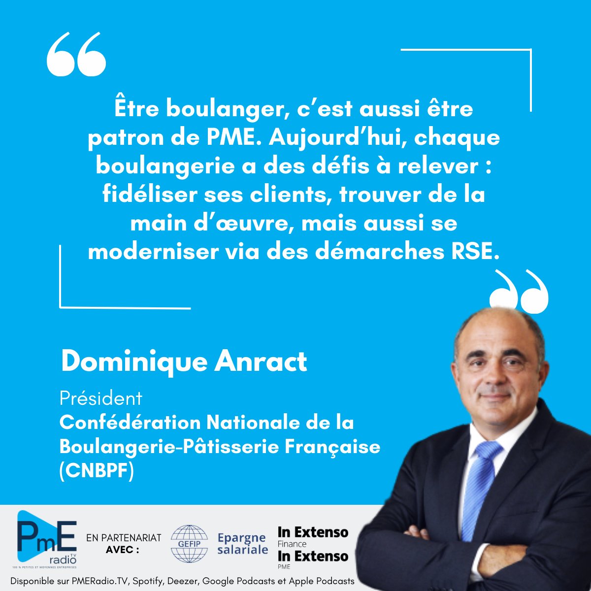 [INTERVIEW] 🎙️
🔊Ecoutez sur : lnkd.in/eBPJCFwc
Pauline Riglet interviewe Dominique Anract, Président de la <a href="/cnbpf/">CNBPF - Confédération Boulangerie Pâtisserie</a> qui nous livre son #expérience sur PMERadio.TV
🤝En partenariat avec #GEFIP et <a href="/InExtensoFT/">In Extenso Finance</a>
👉 tous nos #podcasts sur btobradio.tv