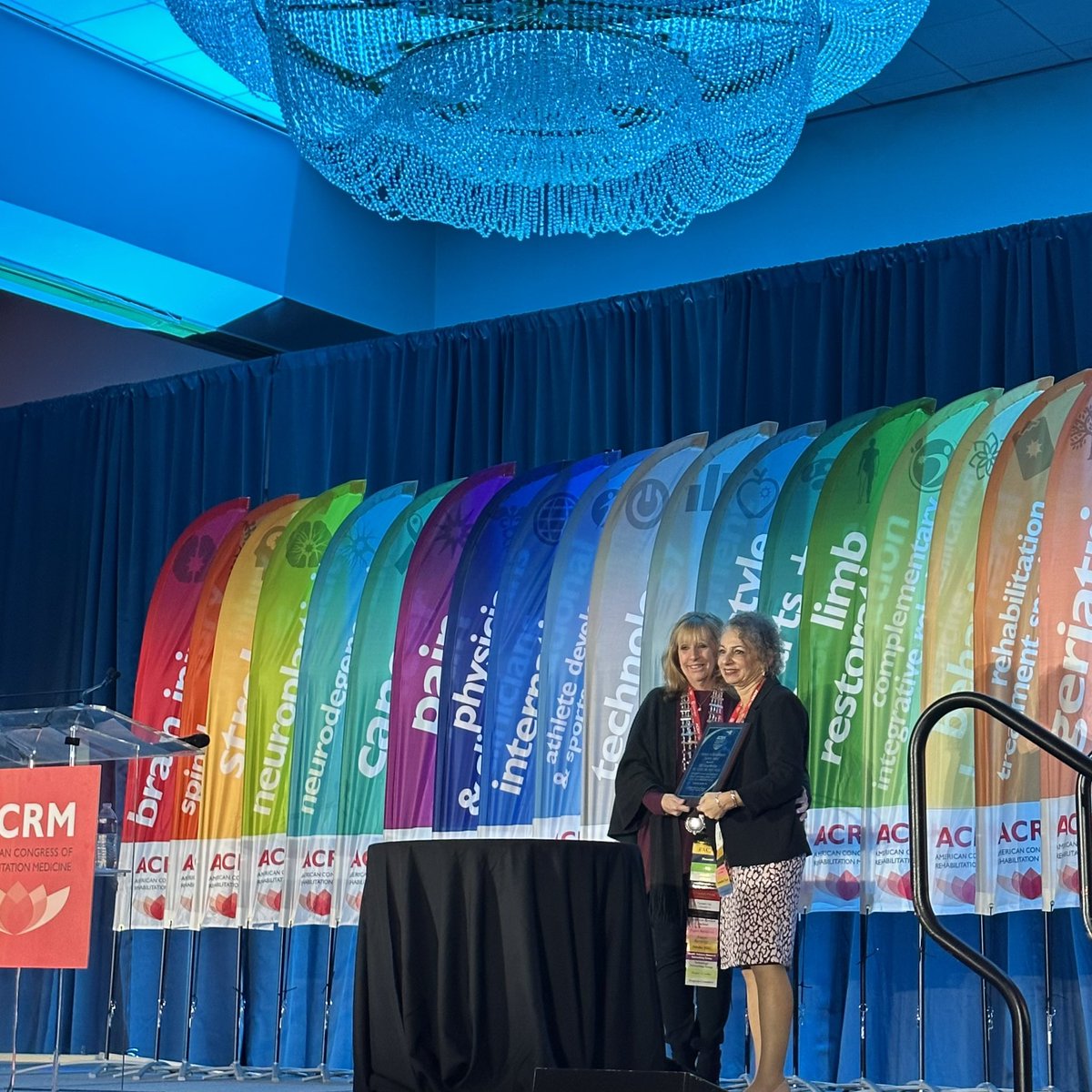 ACRMconference's tweet photo. Congratulations 🎉  ACRM 2023 Women in Rehabilitation Science Award — Fofi Constantinidou, PhD, CCC-SLP, CBIS, FASHA, FACRM @fofiConstant @pamelarobertsc2 #ACRM2023 #RehabResearch https://t.co/AhnN8mcAcz
