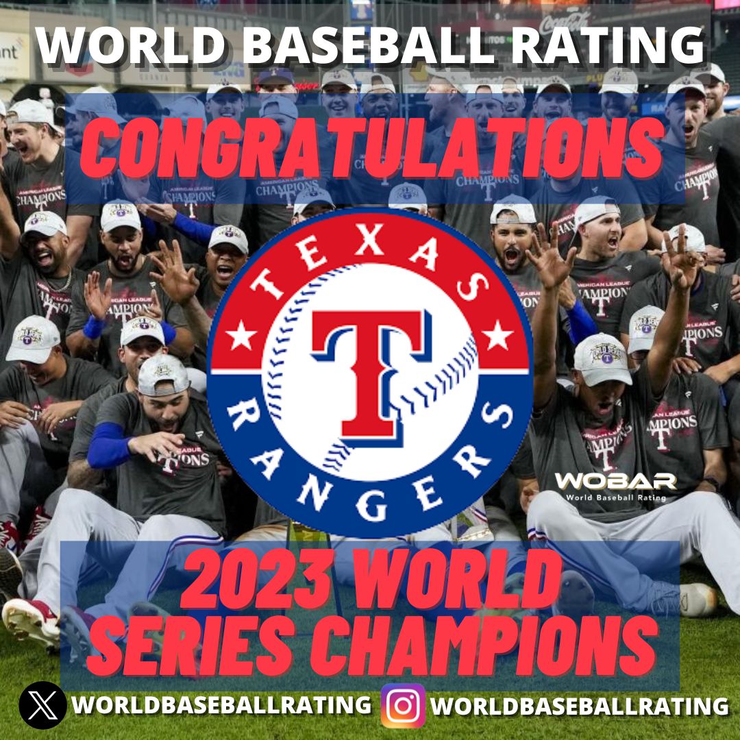 WorldBaseballRT's tweet photo. For the 8th year in a row a Top 3 Ranked Team in the World Baseball Rating has won the World Series
This year's winner, The @Rangers were ranked as the No 2 Team in Baseball
Congratulations!!!
#Wobar #Worldbaseballrating #BaseBall #Beisbol #Postseason #WorldSeries #MLB #Rangers