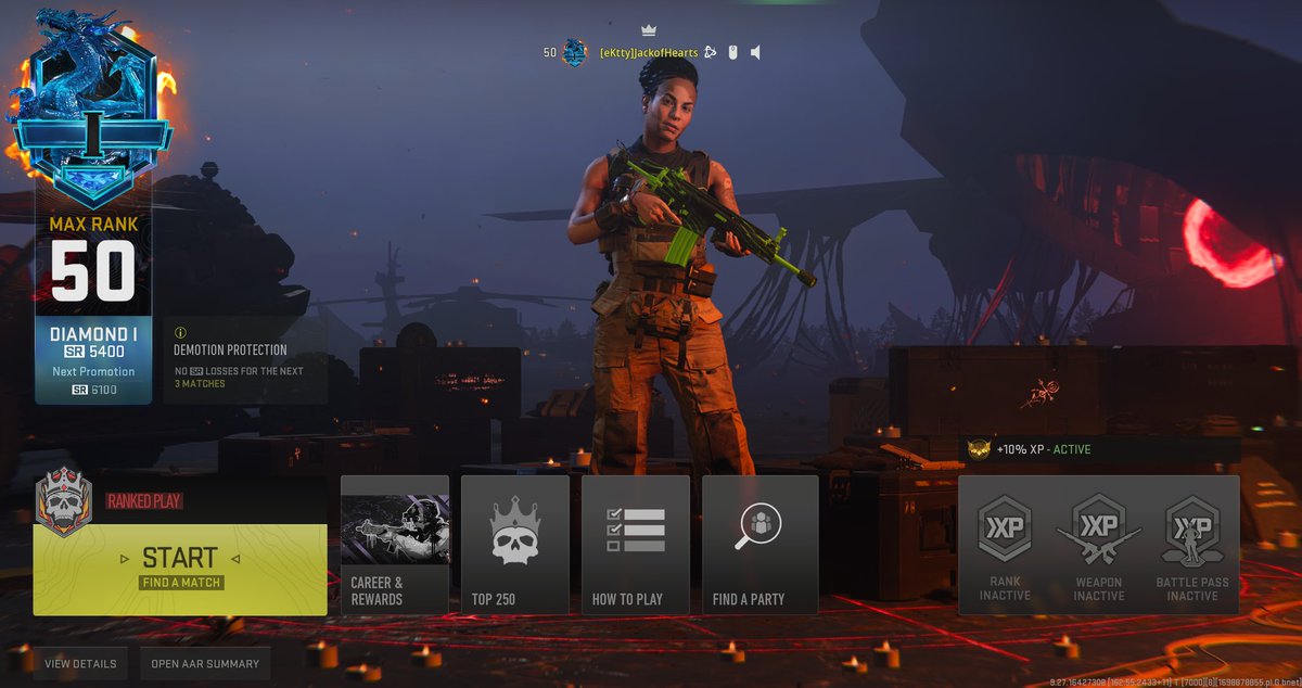 7jackofhearts's tweet photo. Back in diamond! Been one hell of a grind the past four days, over 1000 SR gained. #mw2ranked https://t.co/3NdAiNzSOH