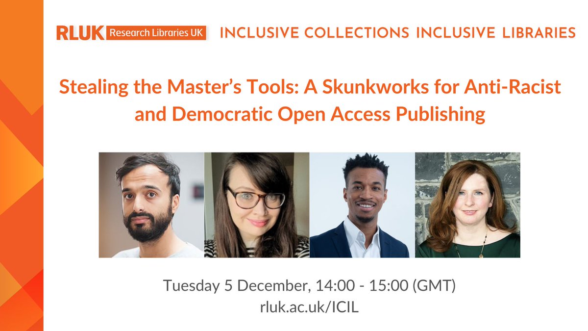 📅EVENT | #RLUKICIL Join us on 5 Dec to hear about @Stolentools_ a pioneering, anti-racist #OA journal with @SohailJannesari @RicardoTwumasi Clare Camp & Ruth Murphy @KingsLibraries Sign up for this free virtual event @ bit.ly/RLUKICIL